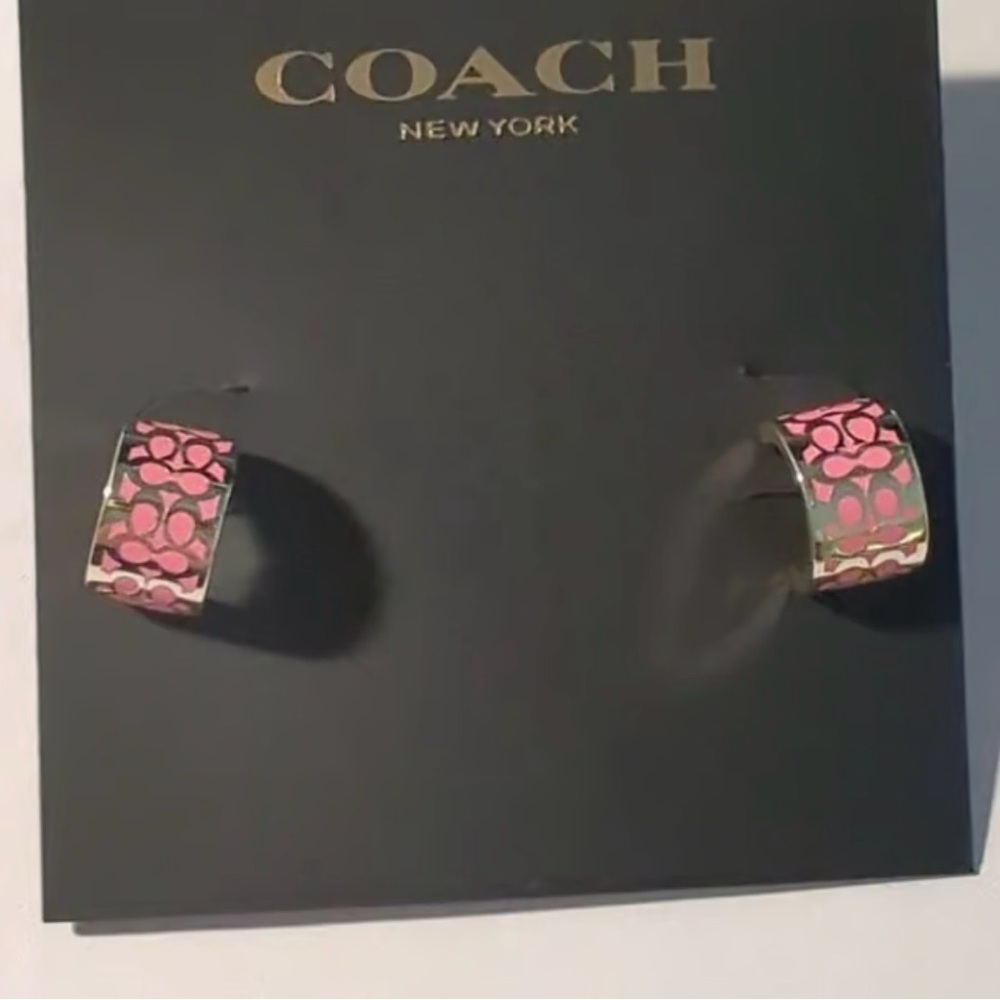 Coach Pink and Gold Patterned Earrings - Picture 1 of 2